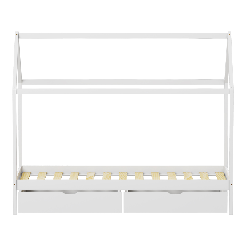 Παιδικό κρεβάτι Mellin τ. Montessori με 2 συρτάρια pakoworld ξύλο πεύκου σε λευκή απόχρωση 90x190εκ 5