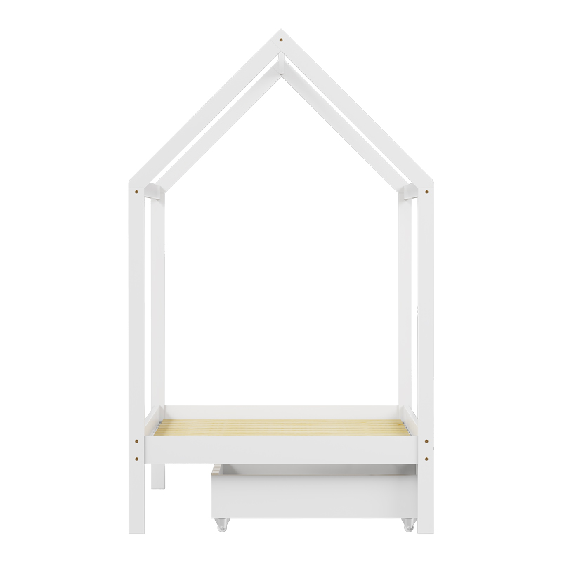 Παιδικό κρεβάτι Mellin τ. Montessori με 2 συρτάρια pakoworld ξύλο πεύκου σε λευκή απόχρωση 90x190εκ 6