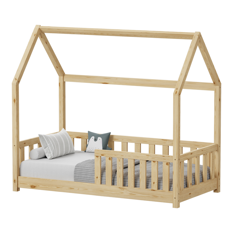 Παιδικό κρεβάτι Bambie με κιγκλίδωμα τ. Montessori pakoworld ξύλο πεύκου σε φυσική απόχρωση 70x140εκ 2