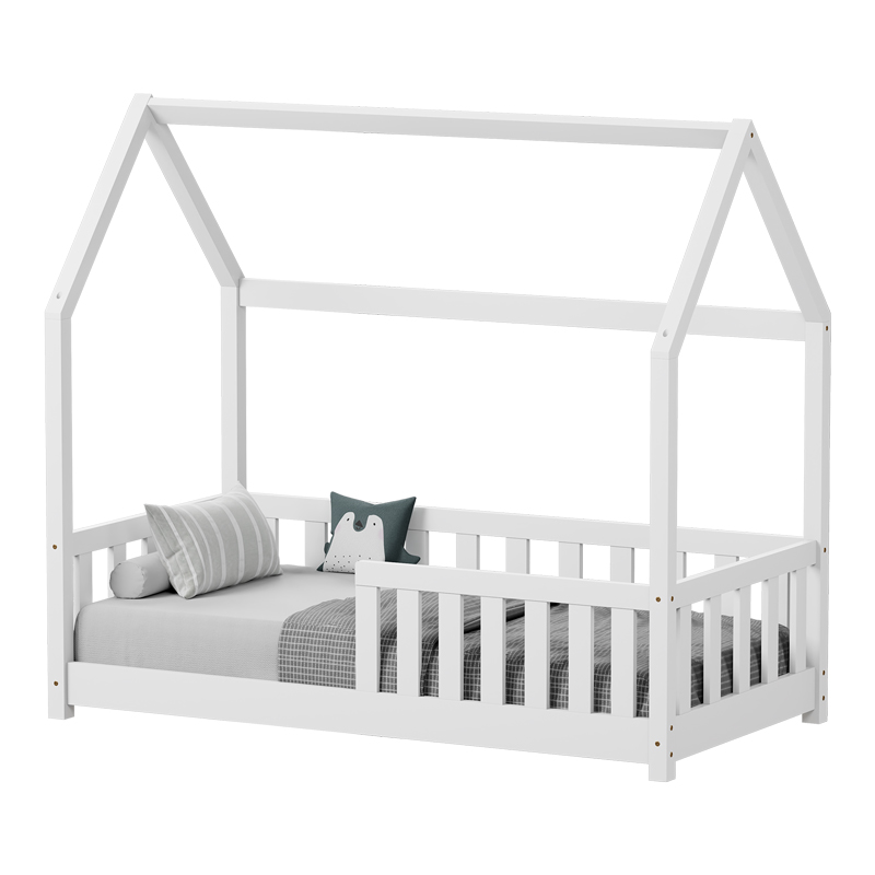 Παιδικό κρεβάτι Bambie με κιγκλίδωμα τ. Montessori pakoworld ξύλο πεύκου σε λευκή απόχρωση 70x140εκ 1