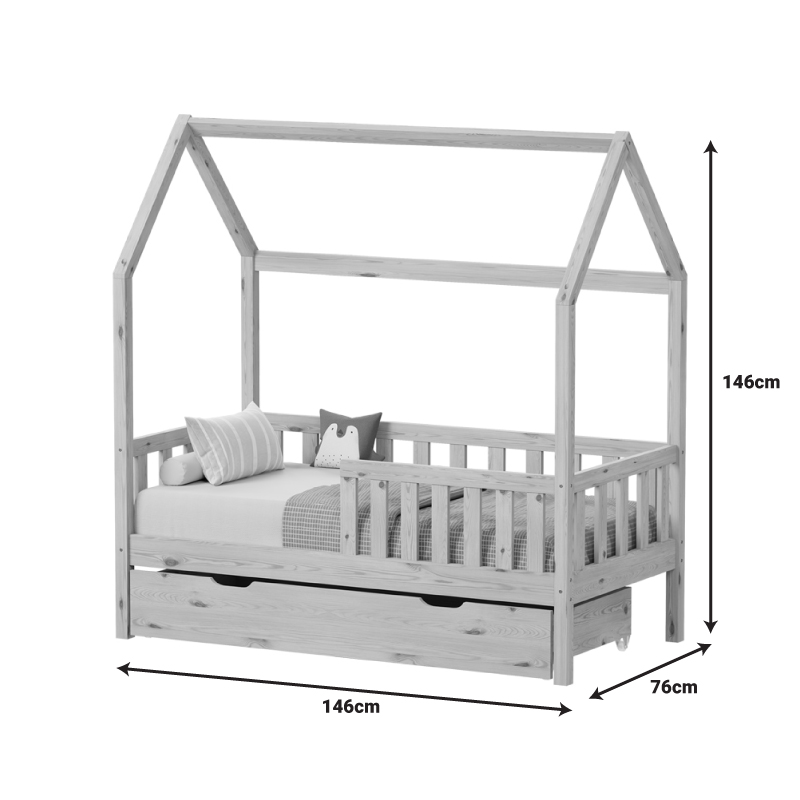 Παιδικό κρεβάτι Bendina τ. Montessori με συρτάρι pakoworld ξύλο πεύκου σε φυσική απόχρωση 70x140εκ 10