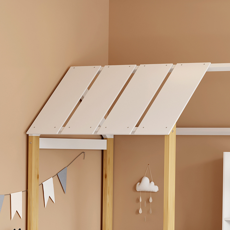 Παιδικό κρεβάτι Bedria pakoworld τ. Montessori ξύλο σε λευκή-φυσική απόχρωση 90x190εκ 5