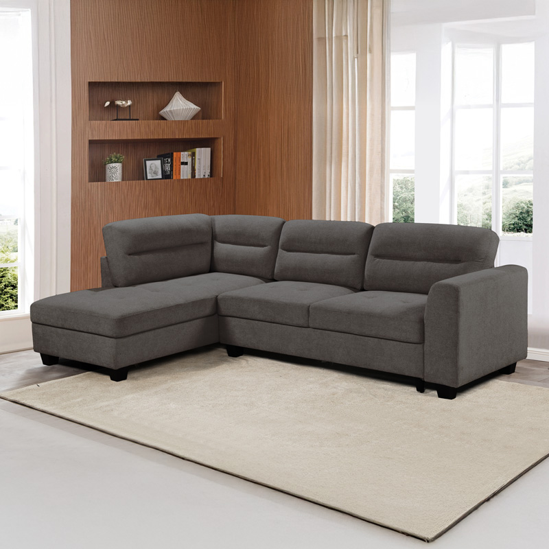 Γωνιακός καναπές δεξιά γωνία Camile pakoworld ύφασμα σε ανθρακί απόχρωση 270x174x95εκ 2