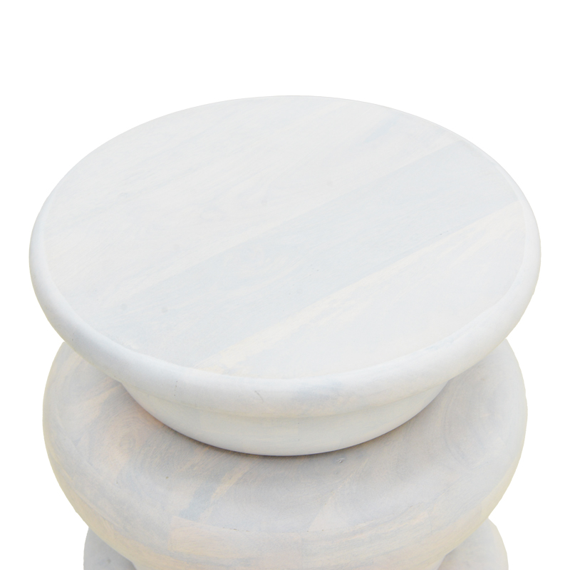 Βοηθητικό τραπέζι Circena pakoworld μασίφ μάνγκο ξύλο λευκό Φ40x45εκ 3