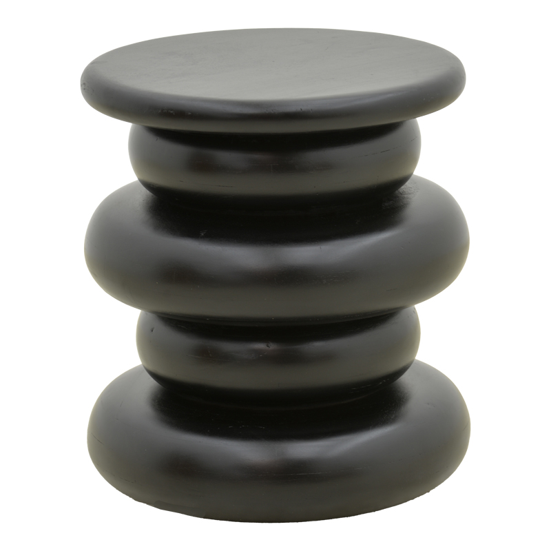 Βοηθητικό τραπέζι Circena pakoworld μασίφ μάνγκο ξύλο μαύρο Φ40x45εκ 2