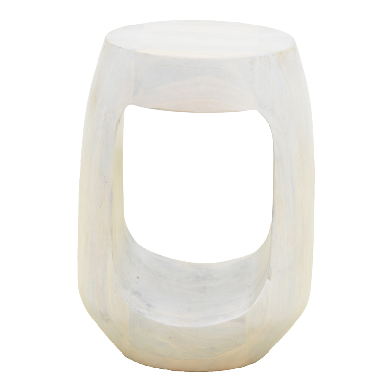 Βοηθητικό τραπέζι Lenora pakoworld μασίφ μάνγκο ξύλο λευκό Φ33x45εκ 3