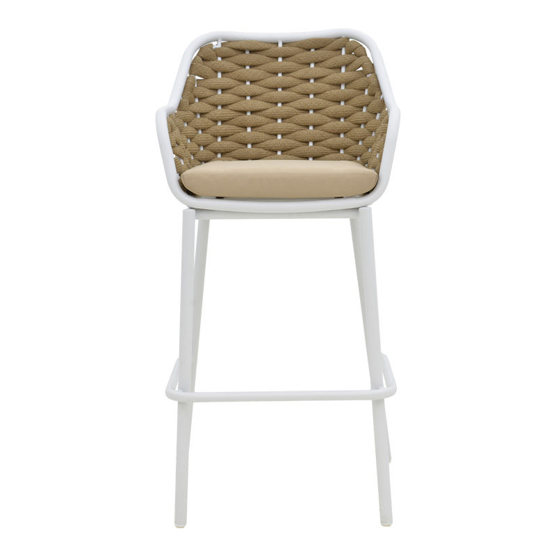 Σκαμπό μπαρ Zuki pakoworld αλουμίνιο με λευκό σκελετό-φυσικό σχοινί 55x54x109εκ 6