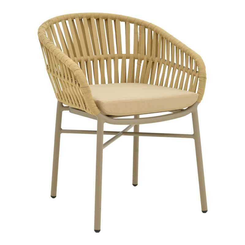 Πολυθρόνα Frama pakoworld αλουμίνιο-pe σχοινί σε καφε απόχρωση και μαξιλάρι 57x60x78εκ 1