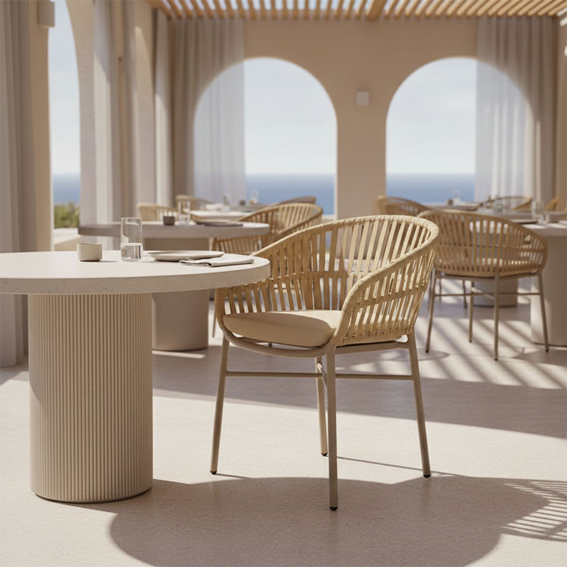 Πολυθρόνα Frama pakoworld αλουμίνιο-pe σχοινί σε καφε απόχρωση και μαξιλάρι 57x60x78εκ 2