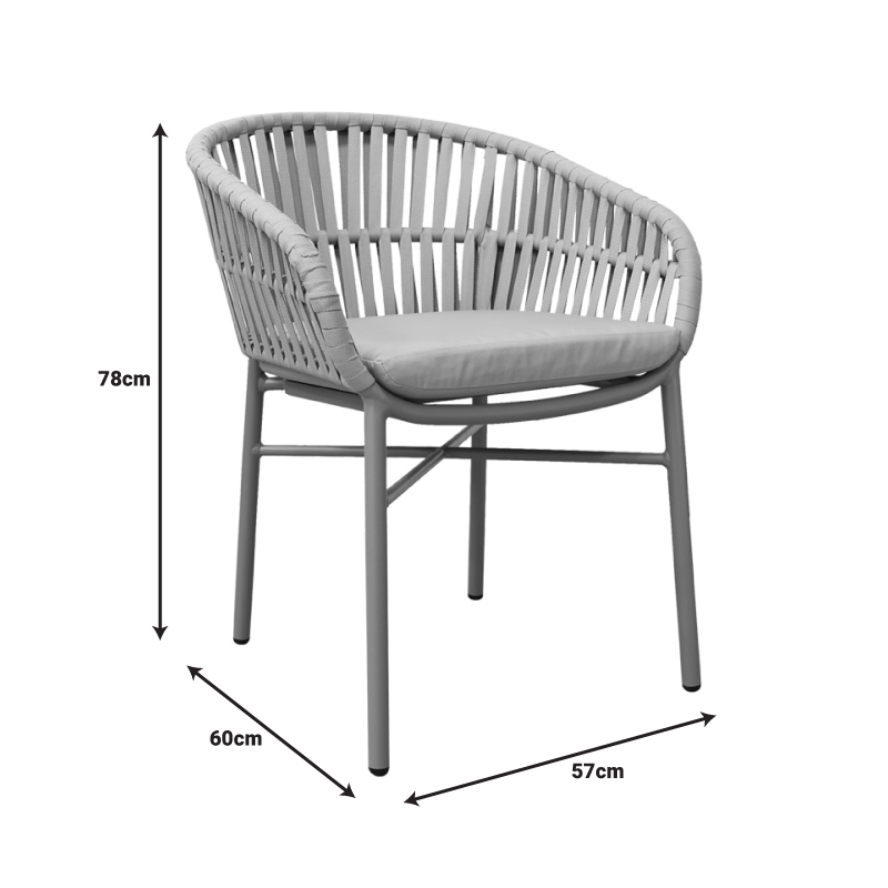 Πολυθρόνα Frama pakoworld αλουμίνιο-pe σχοινί σε καφε απόχρωση και μαξιλάρι 57x60x78εκ 3