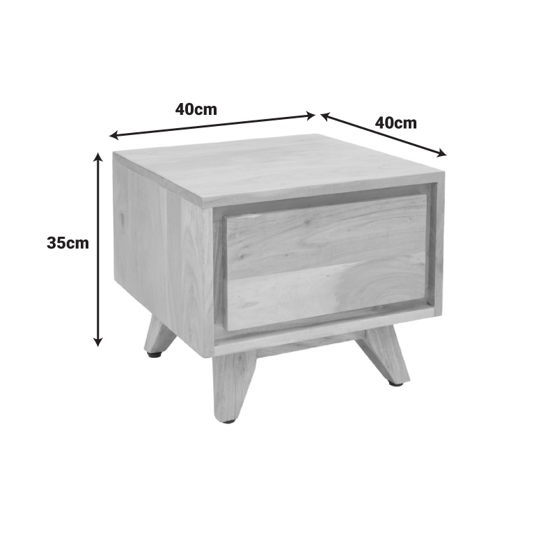 Κομοδίνο Emira pakoworld μασίφ ακακίας σε φυσική απόχρωση 40x40x35εκ 2
