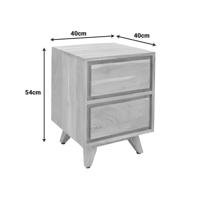 Κομοδίνο Emira pakoworld μασίφ ακακίας σε φυσική απόχρωση 40x40x54εκ 2