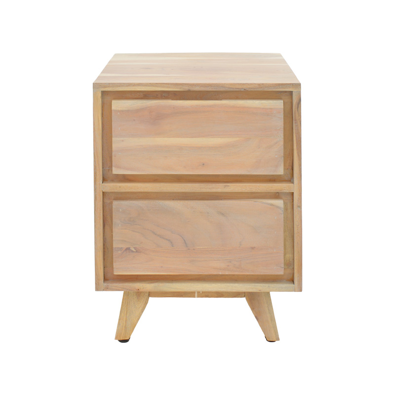 Κομοδίνο Emira pakoworld μασίφ ακακίας σε φυσική απόχρωση 40x40x54εκ 4