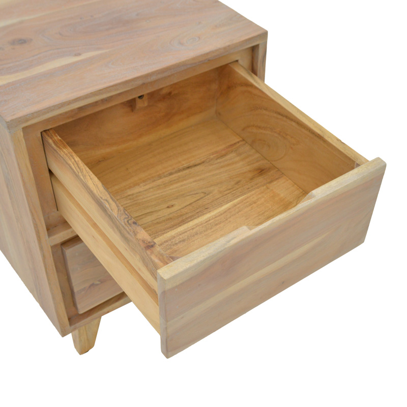 Κομοδίνο Emira pakoworld μασίφ ακακίας σε φυσική απόχρωση 40x40x54εκ 6