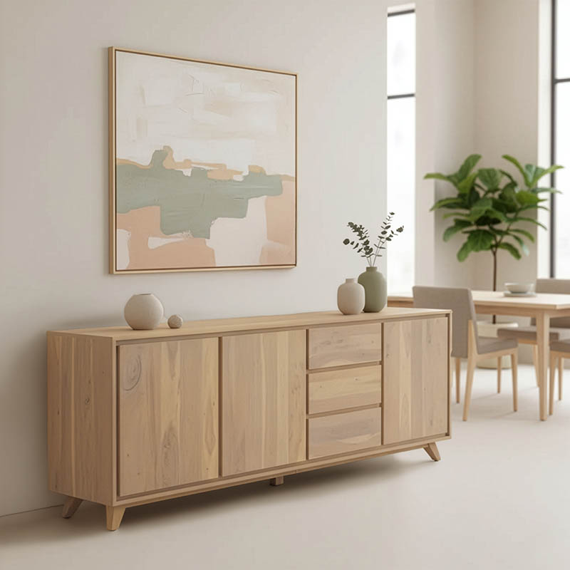 Μπουφές Emira pakoworld μασίφ ακακίας σε φυσική απόχρωση 200x40x80εκ 1