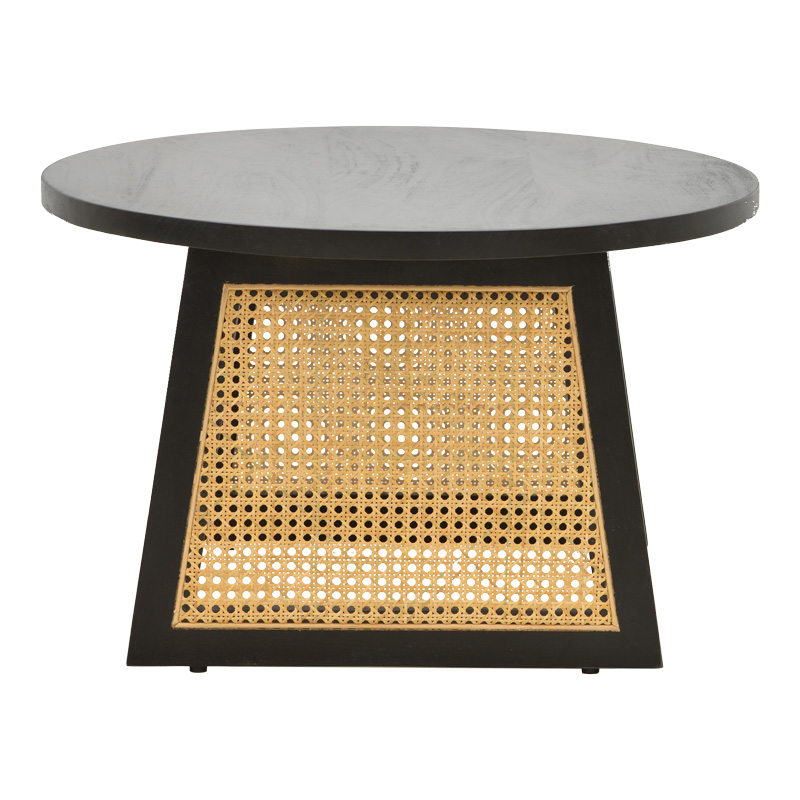 Τραπέζι Tamarind pakoworld ξύλο mango-φυσικό rattan σε μαύρη απόχρωση Φ65x40εκ 5