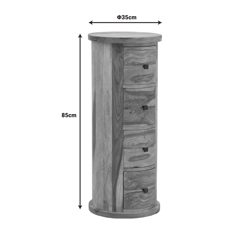 Συρταριέρα Settie pakoworld μασιφ ξύλο sheesham σε καρυδί απόχρωση Φ35x85εκ 2