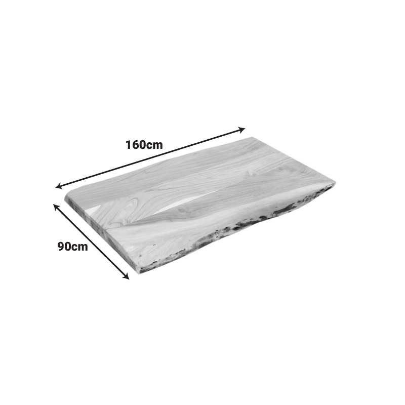 Επιφάνεια τραπεζιού Pozier pakoworld μασίφ ξύλο ακακίας σε φυσική απόχρωση 160x90x4εκ 2