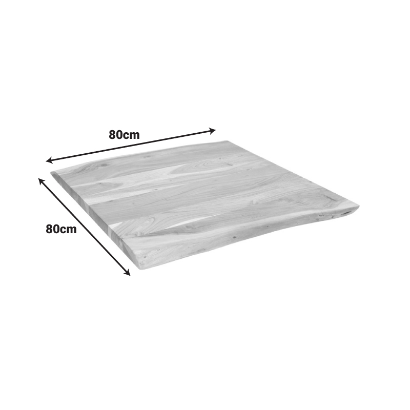 Επιφάνεια τραπεζιού Pozier pakoworld μασίφ ξύλο ακακίας σε φυσική απόχρωση 80x80x4εκ 2