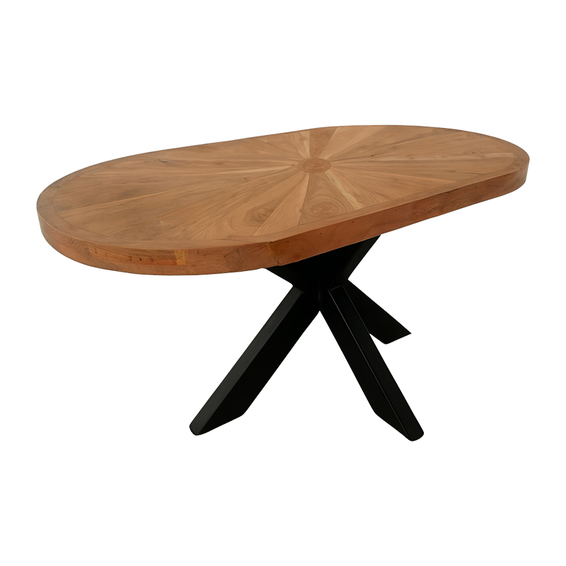 Τραπέζι σαλονιού Fardy pakoworld μασίφ ξύλο ακακίας σε φυσική απόχρωση με μαύρα μεταλλικά πόδια 120x60x45εκ 2