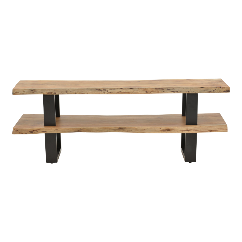 Έπιπλο τηλεόρασης Fuji pakoworld μασίφ ξύλο ακακίας σε φυσική απόχρωση με μαύρα μεταλλικά πόδια 140x40x52εκ 3