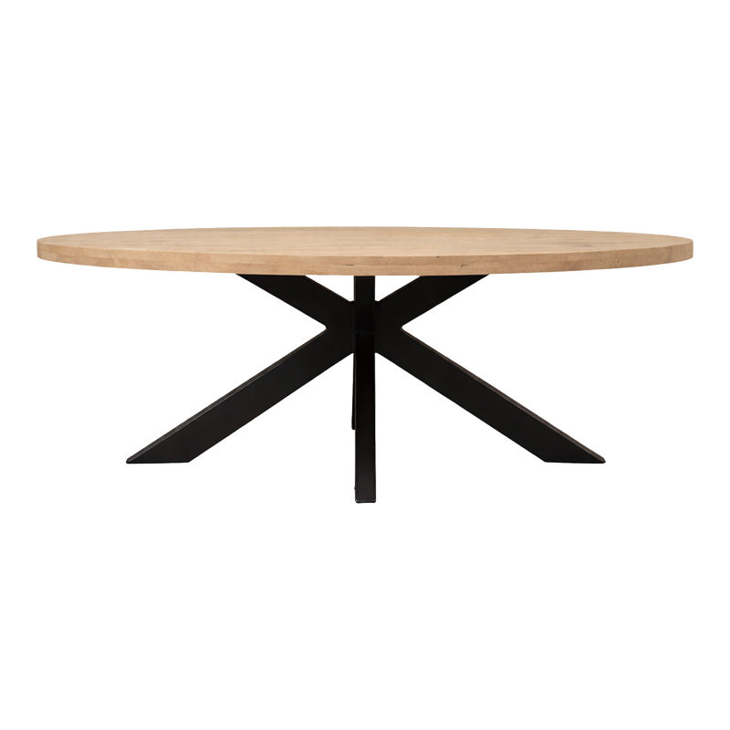 Τραπεζι Jenma pakoworld μασίφ mango ξύλο σε φυσική απόχρωση-πόδι μαύρο μέταλλο 200x100x76εκ 2