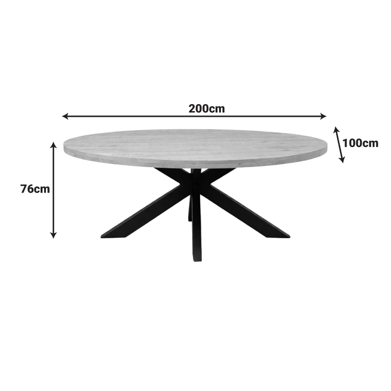 Τραπεζι Jenma pakoworld μασίφ mango ξύλο σε φυσική απόχρωση-πόδι μαύρο μέταλλο 200x100x76εκ 4