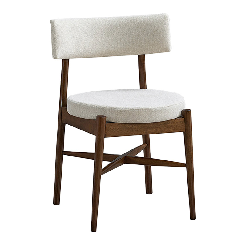 Καρέκλα Raudi pakoworld rubberwood σε καρυδί-εκρού απόχρωση 45.5x45.5x81εκ 1