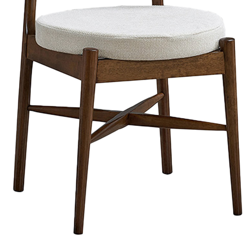 Καρέκλα Raudi pakoworld rubberwood σε καρυδί-εκρού απόχρωση 45.5x45.5x81εκ 4