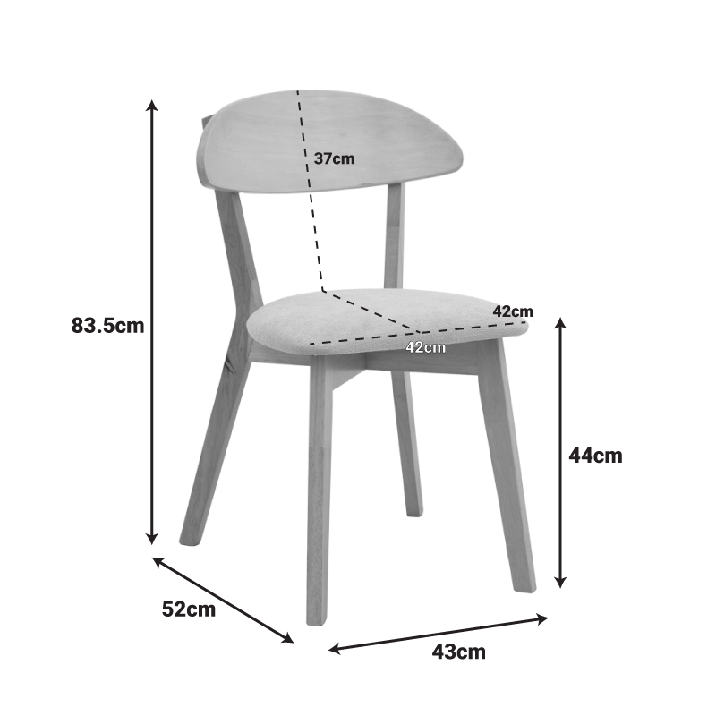 Καρέκλα Canon pakoworld rubberwood σε φυσική απόχρωση με γκρι μπεζ ύφασμα 43x52x83,5εκ 2
