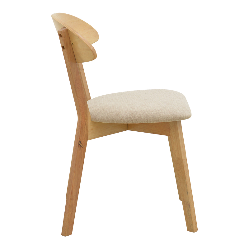 Καρέκλα Canon pakoworld rubberwood σε φυσική απόχρωση με γκρι μπεζ ύφασμα 43x52x83,5εκ 4