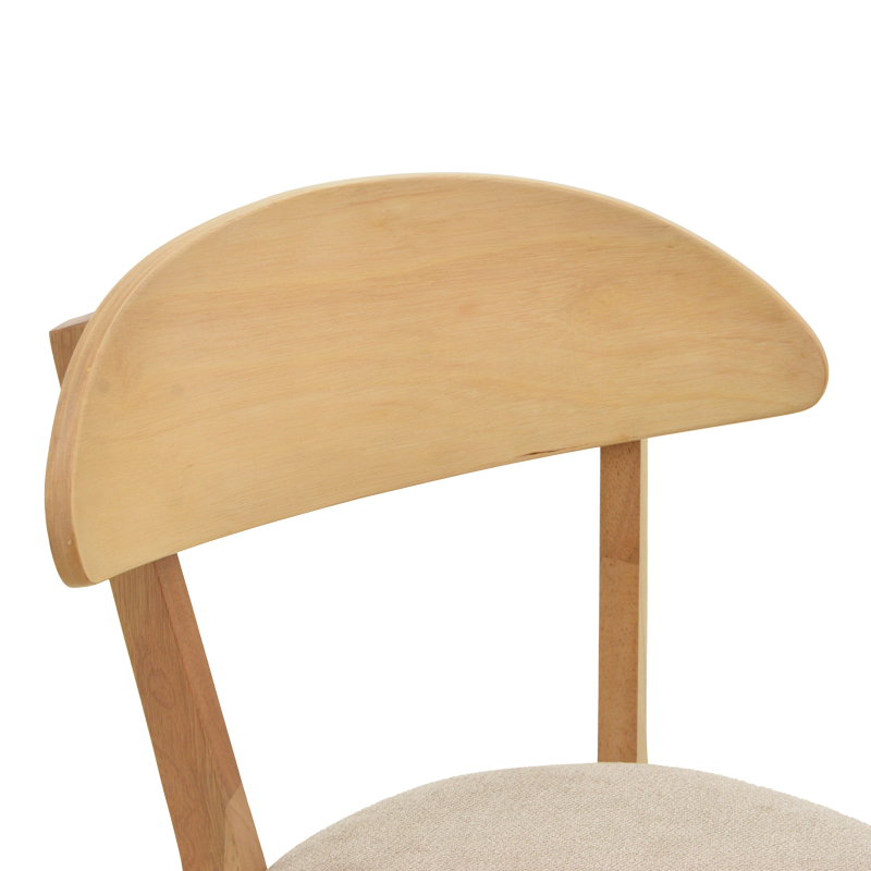 Καρέκλα Canon pakoworld rubberwood σε φυσική απόχρωση με γκρι μπεζ ύφασμα 43x52x83,5εκ 7
