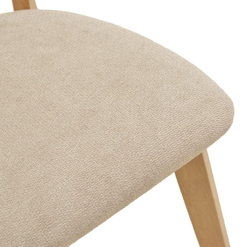 Καρέκλα Canon pakoworld rubberwood σε φυσική απόχρωση με γκρι μπεζ ύφασμα 43x52x83,5εκ 8