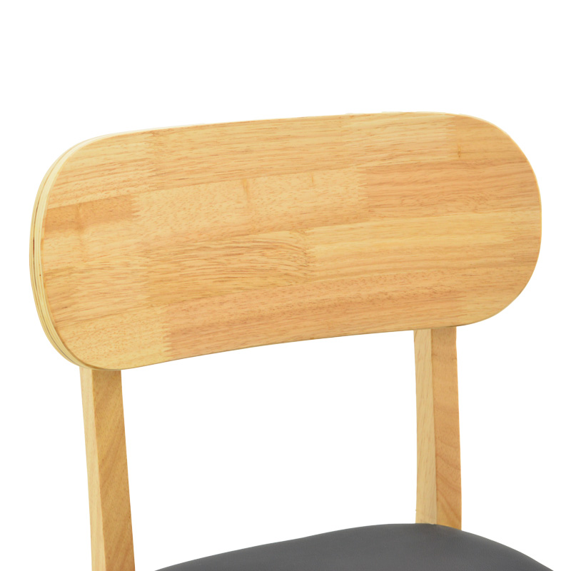 Καρέκλα Bedona pakoworld rubberwood σε φυσική απόχρωση με μαύρο pu μαξιλάρι 47x46x80εκ 7