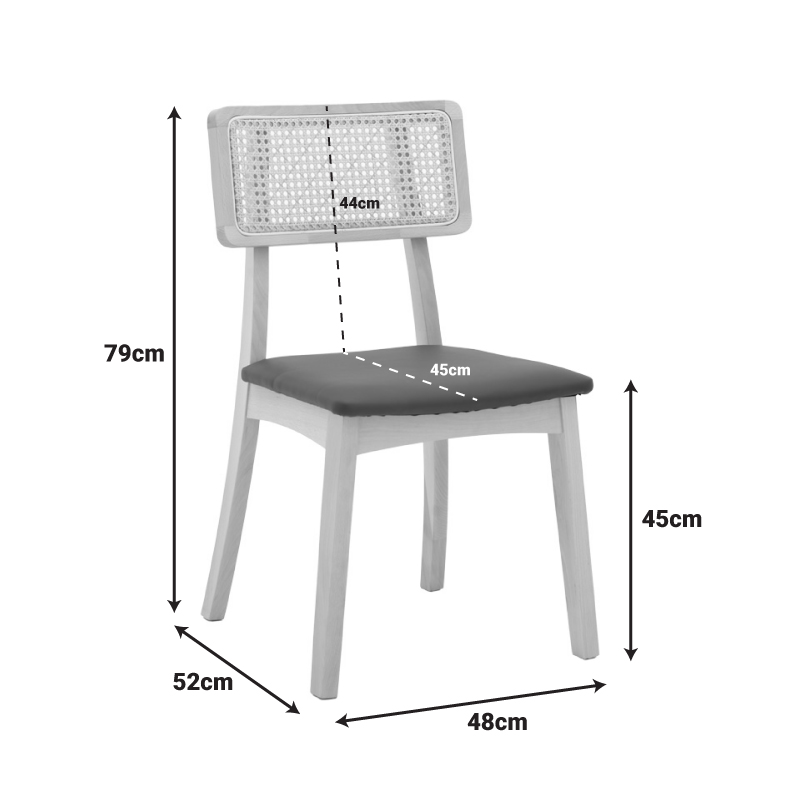 Καρέκλα Renna pakoworld ξύλο οξιάς σε φυσική απόχρωση με μαύρο pu μαξιλάρι 48x52x79εκ 2