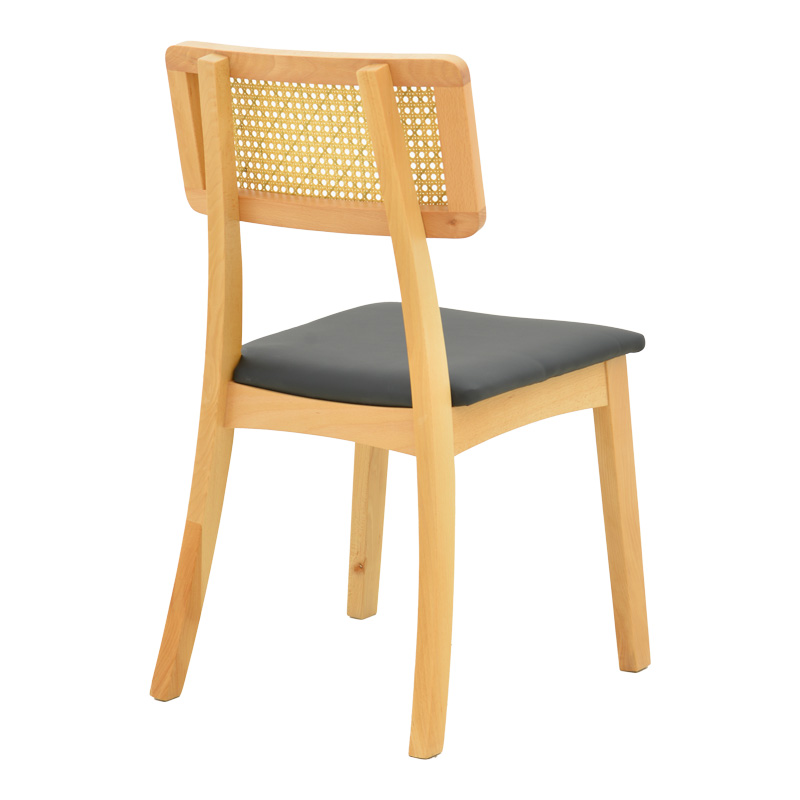 Καρέκλα Renna pakoworld ξύλο οξιάς σε φυσική απόχρωση με μαύρο pu μαξιλάρι 48x52x79εκ 3