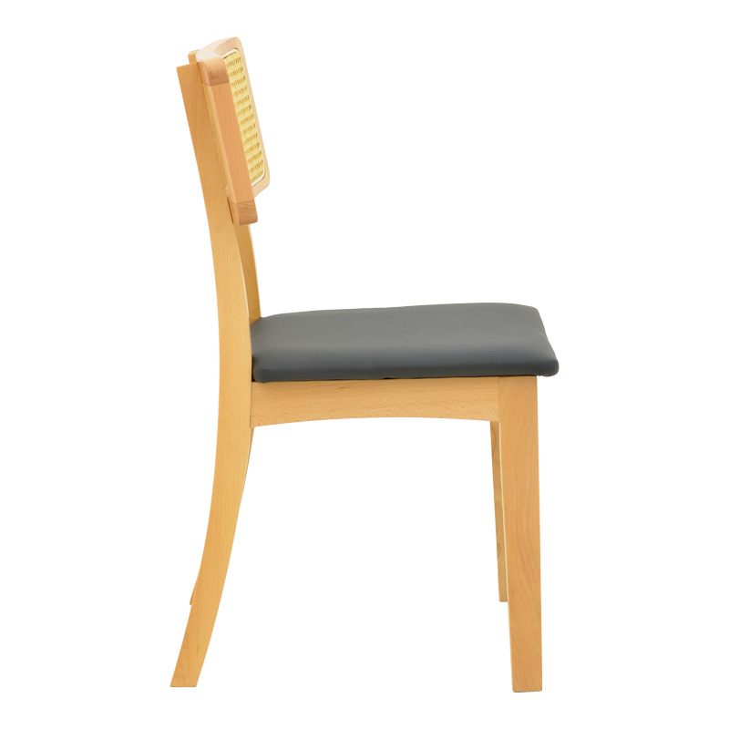 Καρέκλα Renna pakoworld ξύλο οξιάς σε φυσική απόχρωση με μαύρο pu μαξιλάρι 48x52x79εκ 4