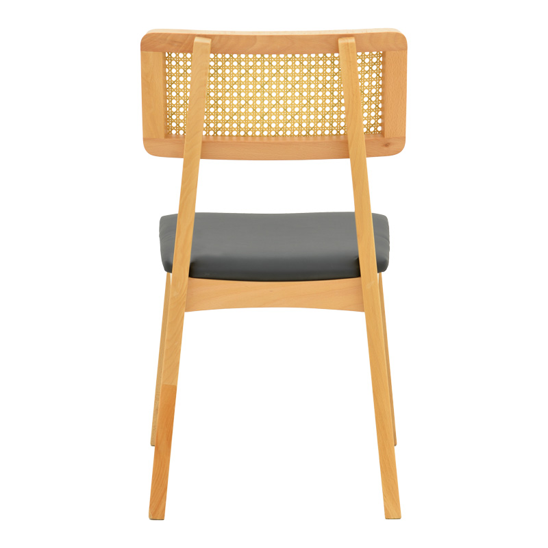 Καρέκλα Renna pakoworld ξύλο οξιάς σε φυσική απόχρωση με μαύρο pu μαξιλάρι 48x52x79εκ 6