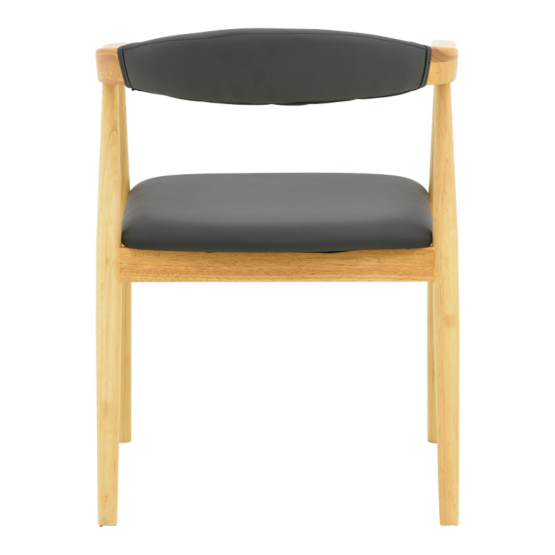 Πολυθρόνα Sandi pakoworld rubberwood σε φυσική απόχρωση με μαύρο pu μαξιλάρι 50x60x80εκ 6