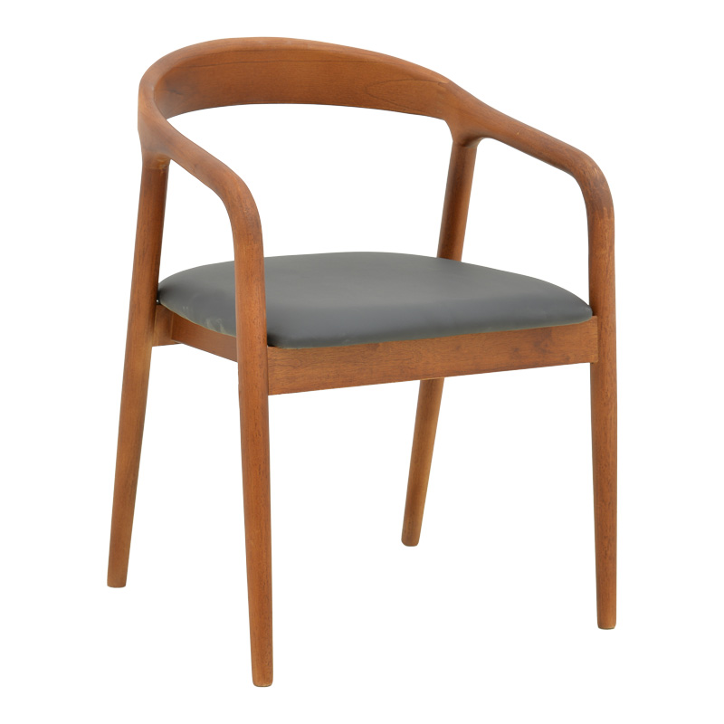 Πολυθρόνα Hogie pakoworld rubberwood καρυδί- μαύρο pu μαξιλάρι 61x60x76εκ 1