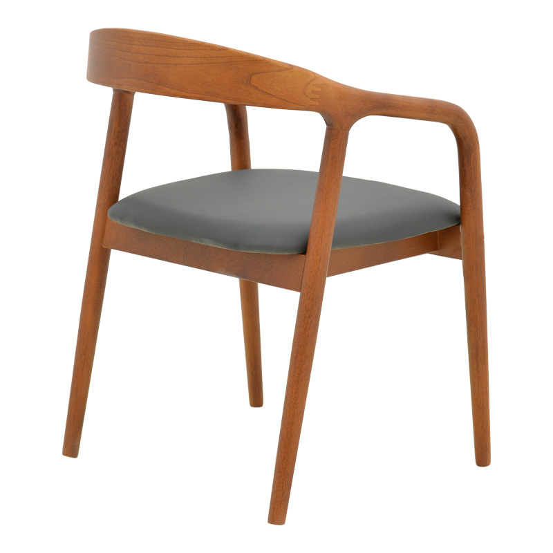 Πολυθρόνα Hogie pakoworld rubberwood καρυδί- μαύρο pu μαξιλάρι 61x60x76εκ 3