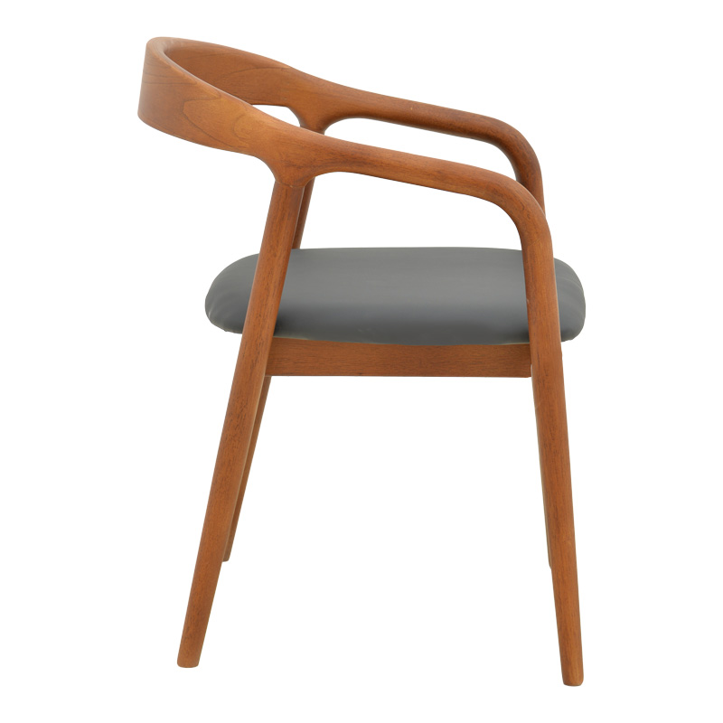 Πολυθρόνα Hogie pakoworld rubberwood καρυδί- μαύρο pu μαξιλάρι 61x60x76εκ 4