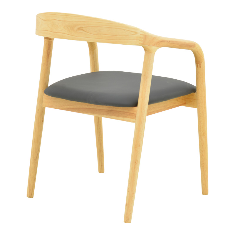 Πολυθρόνα Hogie pakoworld rubberwood σε φυσική απόχρωση με μαύρο pu μαξιλάρι 61x60x76εκ 3