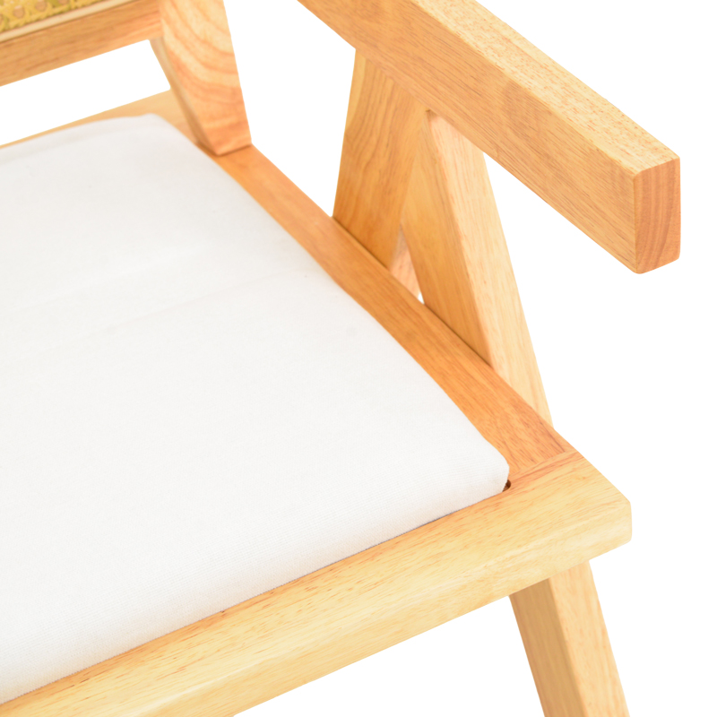 Πολυθρόνα Winslow pakoworld rubberwood σε φυσική απόχρωση-ύφασμα λευκό 51x54x80εκ 8