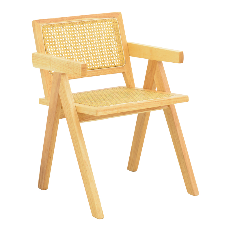 Πολυθρόνα Winslow pakoworld rubberwood-rattan σε φυσική απόχρωση 51x54x80εκ 1