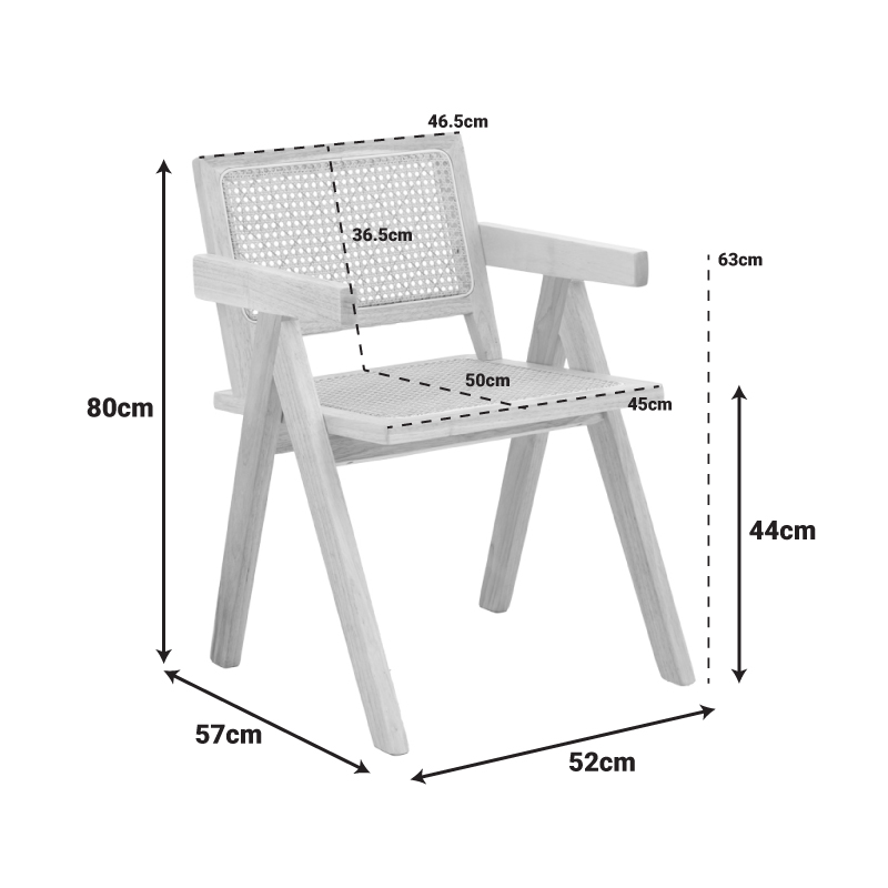 Πολυθρόνα Winslow pakoworld rubberwood-rattan σε φυσική απόχρωση 51x54x80εκ 2