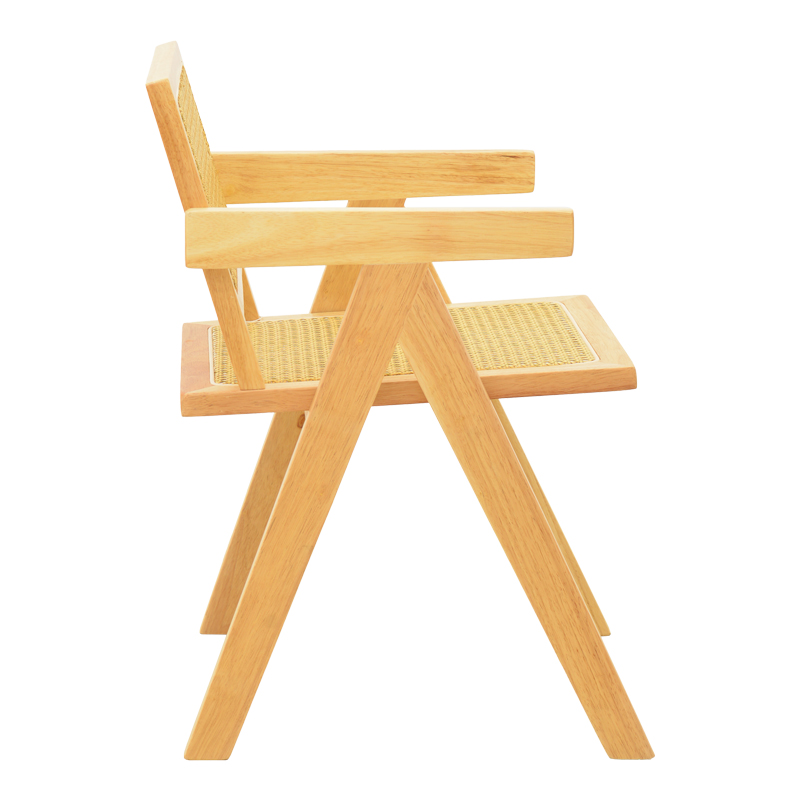 Πολυθρόνα Winslow pakoworld rubberwood-rattan σε φυσική απόχρωση 51x54x80εκ 4