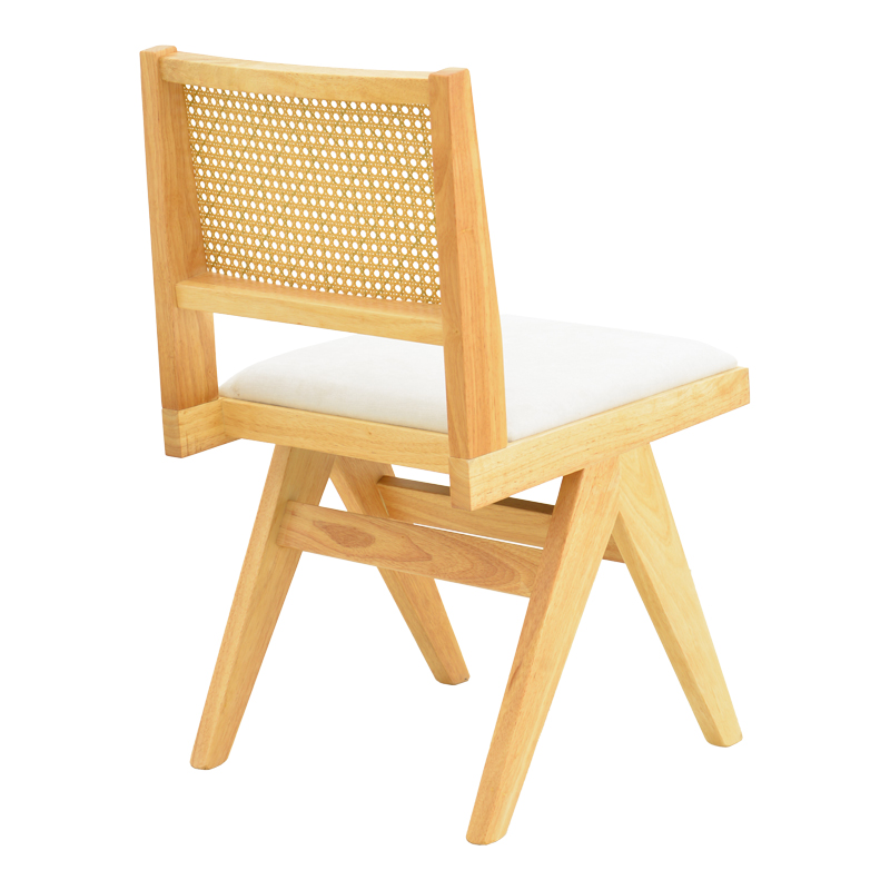 Καρέκλα Winslow pakoworld rubberwood σε φυσική απόχρωση-ύφασμα λευκό 46x58x80εκ 4