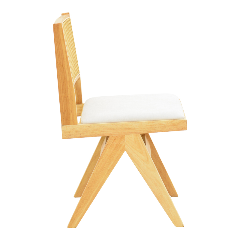 Καρέκλα Winslow pakoworld rubberwood σε φυσική απόχρωση-ύφασμα λευκό 46x58x80εκ 5