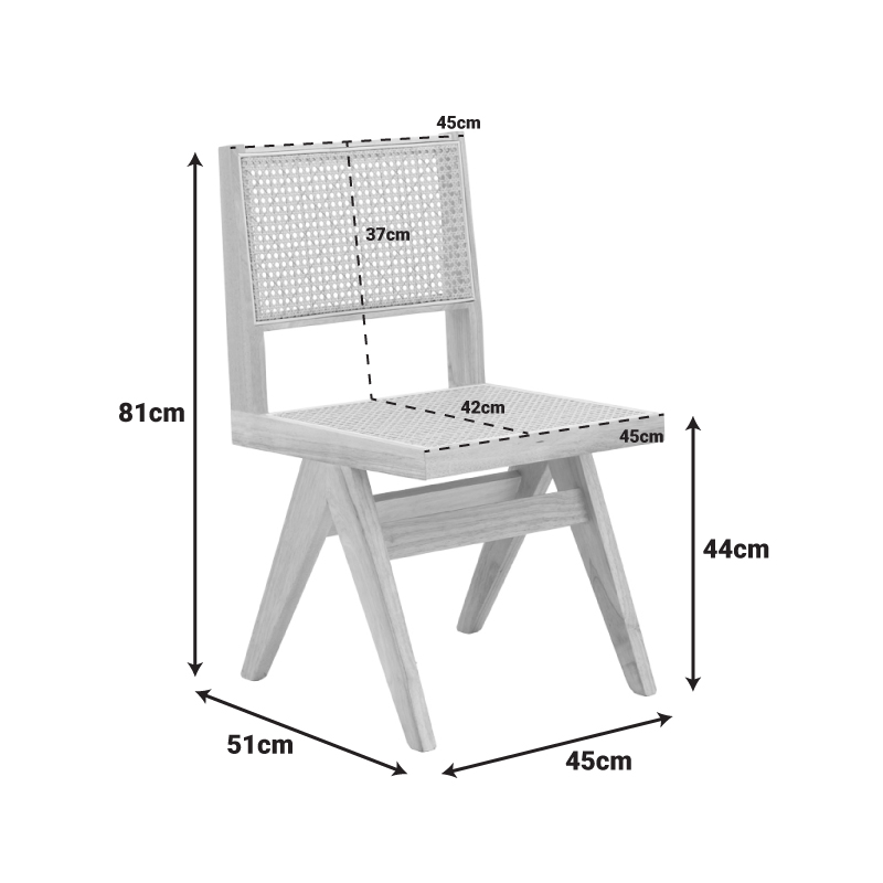 Καρέκλα Winslow pakoworld rubberwood-rattan σε φυσική απόχρωση 46x58x80εκ 3